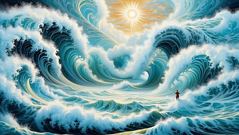 Psychedelic ocean, psychedelic, ocean, wave, sunset, colorful, Ocean Waves HD wallpaper