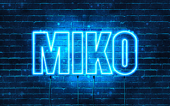 Happy Birtay Miko, , blue neon lights, Miko name, creative, Miko Happy Birtay, Miko Birtay, popular japanese male names, with Miko name, Miko HD wallpaper