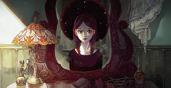 Original, anime girl, in front of mirror HD wallpaper