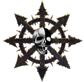 Chaos Star, star, white, black, skull, chaos HD wallpaper
