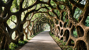 Enchanted Tree Tunnel, tree, path, tunnel, forest HD wallpaper