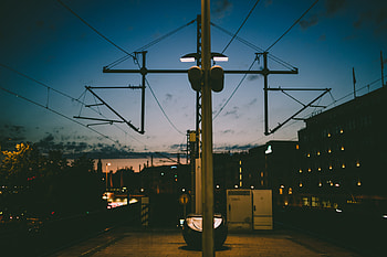 Cities, Berlin, Night City, Pillar, Post, Wire, Wires, Urban Infrastructure HD wallpaper