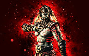 Kotal Kahn, , red neon lights, Mortal Kombat Mobile, fighting games, MK Mobile, creative, Mortal Kombat, Kotal Kahn Mortal Kombat HD wallpaper
