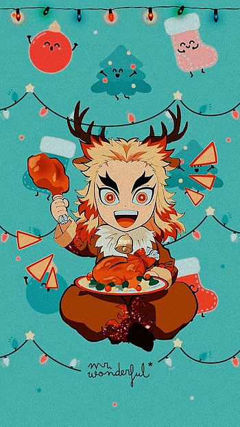 Rengoku Christmas, red, anime Christmas HD phone wallpaper