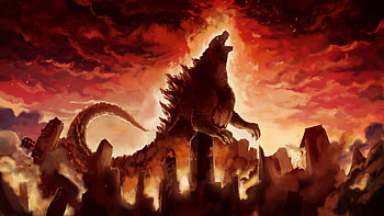 Godzilla, a monster, artwork HD wallpaper