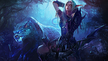 Preview world of warcraft, girl, elf, bow HD wallpaper