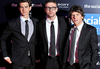 The Social Network premiere, Paris film event, Jesse Eisenberg and Andrew Garfield, International acclaim HD wallpaper