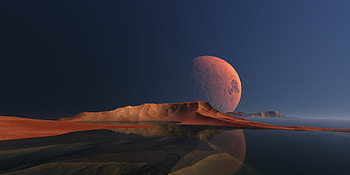 Nature Landscape Digital Scenery Scifi Art, moon, reflection, landscape, digital-art, artist, artwork, scifi, deviantart HD wallpaper