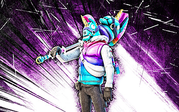Sleet, grunge art, Fortnite Battle Royale, Fortnite characters, Sleet Skin, violet abstract rays, Fortnite, Sleet Fortnite HD wallpaper