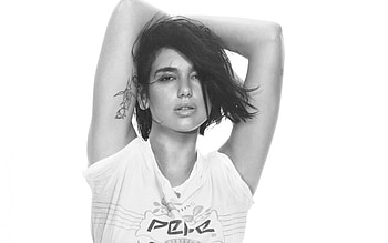 Dua Lipa, , British singer, portrait, hoot, monochrome, Dua Lipa portrait, British star, popular singers HD wallpaper