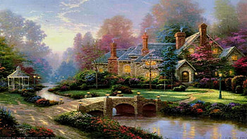 Thomas-Kinkade-Summer-Paintings-Thomas-Kinkade-Paintings-Art- HD wallpaper