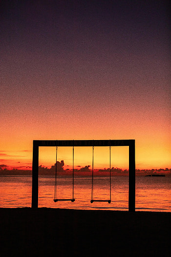 Swing, Sunset, Dark, Silhouette HD phone wallpaper