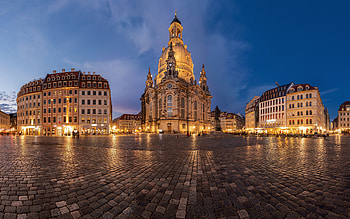 Dresden, Frauenkirche, church, evening, sunset, Neumarkt, Dresden square, landmark, Dresden cityscape, Germany HD wallpaper