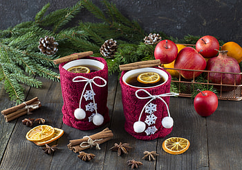 Christmas-Coffee, Coffee, Winter, Christmas, lemon HD wallpaper