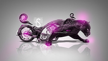 Moto chopper panther, black, pink, tony kokhan, art, fantasy, panther, motorcycle, moto HD wallpaper