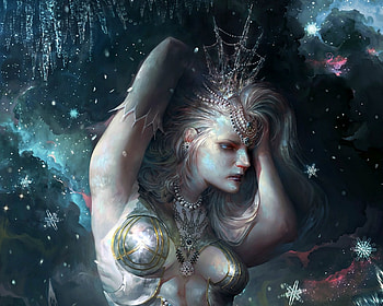 Ice Princess, blue, winter, art, trejoeeee, glitter, girl, woman, jewel, pink, fantasy, luminos HD wallpaper