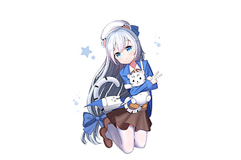 White hair, cute, jump, anime girl HD wallpaper