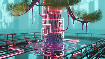 Neon Pine — Cyberforest | Cyber Pine — | Lucent Pine, Pine, Tree, Neon, Cyberpunk, Futuristic HD wallpaper