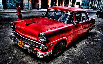 never gets old, old, classic, car, red, beauty HD wallpaper