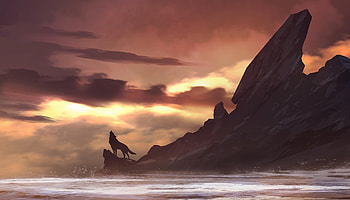 Wolf Howling On Island, wolf, artist, artwork, digital-art, island, deviantart HD wallpaper