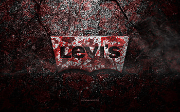 Levis logo, grunge art, Levis stone logo, red stone texture, Levis, grunge stone texture, Levis emblem, Levis 3d logo HD wallpaper