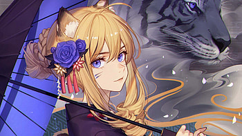 Neko Ears Purple Eyes Anime Girl With Umbrella Anime Girl HD wallpaper