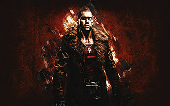 River Ward, Cyberpunk 2077, brown stone background, Cyberpunk 2077 Characters, River Ward Cyberpunk, River Ward character HD wallpaper