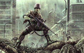 Horror, Sci Fi, Post Apocalyptic, Creature, Dark, Monster, Soldier, Weapon HD wallpaper