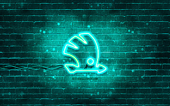 Skoda turquoise logo, , turquoise brickwall, Skoda logo, cars brands, Skoda neon logo, Skoda HD wallpaper