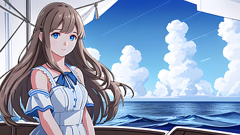A girl on a brige of a boat, AI Art, Anime, girl, anime girl HD wallpaper