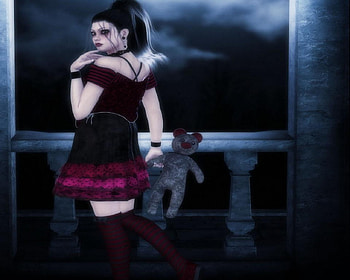 Nighty Night, night, toy, gothic, bear, girl HD wallpaper