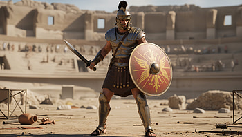 Gladiator: — Champion of the Arena, Gladiator, Shield, Sword, Helmet, Arena HD wallpaper