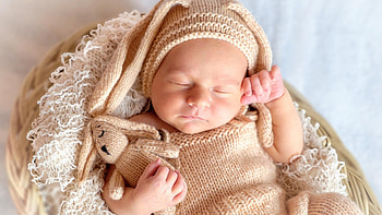Sleeping, Baby, Cute, Child, Woolen, Cloth, Sandal, Color, White, Blur, Background Cute HD wallpaper