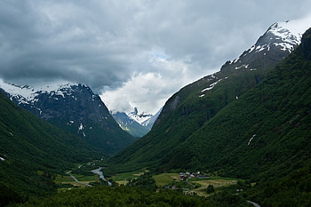 Landscape, Houses, Mountains HD wallpaper