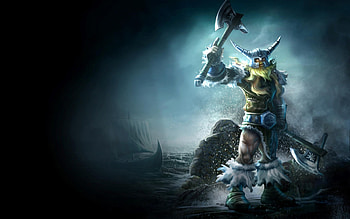 League of Legends fantasy art warriors weapons axe vikings ships boats background HD wallpaper