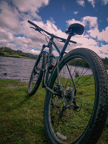 MTB, Nature, montañas, Bici, cielo, Libre, nubes, Bike, agua HD phone wallpaper