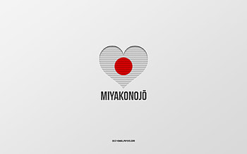 I Love Miyakonojo, Japanese cities, Day of Miyakonojo, gray background, Miyakonojo, Japan, Japanese flag heart, favorite cities, Love Miyakonojo HD wallpaper