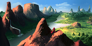 Landscape, Rivers, Fantasy, Art, Rocks, Wanderer HD wallpaper
