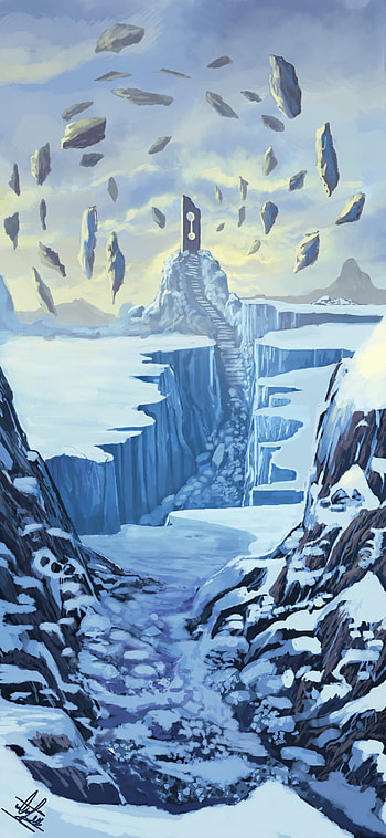Fantasy, Stones, Art, Snow, Rocks, Stairs, Ladder, Snow Covered, Snowbound HD phone wallpaper