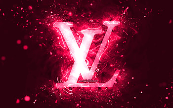 Louis Vuitton pink logo, , pink neon lights, creative, pink abstract background, Louis Vuitton logo, fashion brands, Louis Vuitton HD wallpaper
