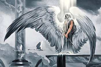 Seraphim, swans, magic, sword, heaven, enchanted, angel HD wallpaper
