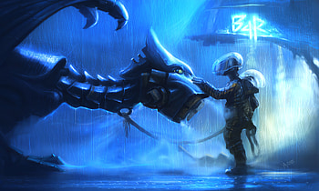 Blue Dragon Scifi , dragon, scifi, artist, artwork, digital-art, deviantart HD wallpaper