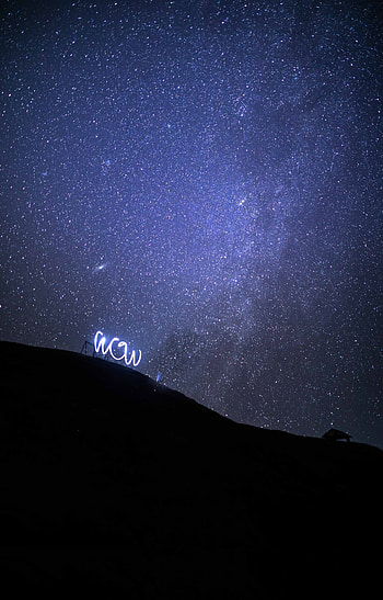 Starry sky, stars, slope, hill HD phone wallpaper