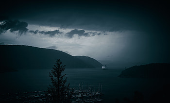 Nature, Ships, Sea, Dark, Fog, Port, Bay HD wallpaper