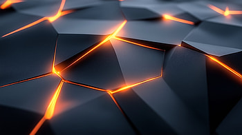 Glowing Orange Cracks on Matte Black – Abstract, black, Abstract, orange (Color), glow, abstract black HD wallpaper