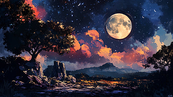 Moonlit Sky: A Stunning Ultra, moon, moonlit sky, Night Sky, landscape, cloud HD wallpaper