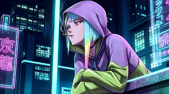 Cyberpunk Edgerunners - Anime Girl Lucy Smoking in Cyberpunk Cityscape, Cyberpunk: Edgerunners, Lucy (Cyberpunk: Edgerunners), Waifu HD wallpaper