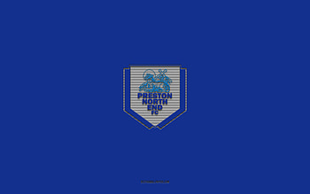 Preston North End FC, blue background, English football team, Preston North End FC emblem, EFL Championship, Preston, England, football, Preston North End FC logo HD wallpaper