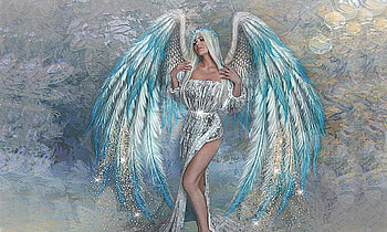 Ethereal Angel, wings, fantasy, dreamy, blue and white, lovely, Angel, ethereal, unearthly HD wallpaper