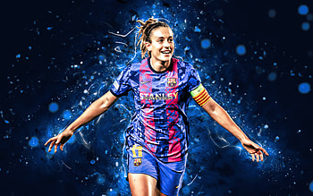 Alexia Putellas, , 2022, FC Barcelona, blue neon lights, french footballers, LaLiga, Barca, Barcelona FC, womens football, Alexia Putellas , soccer, Alexia Putellas Barcelona, football, La Liga, FCB HD wallpaper